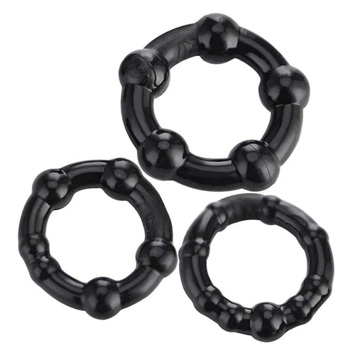 Stay Hard Beaded Cockrings 3pc Black