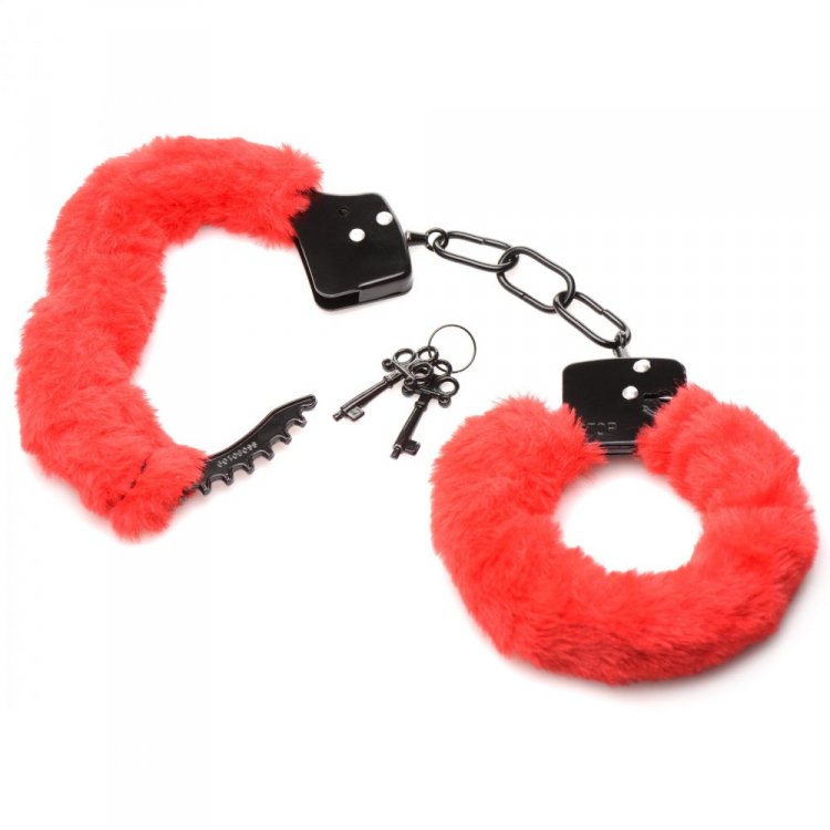 Cuffed In Fur Handcuffs Red