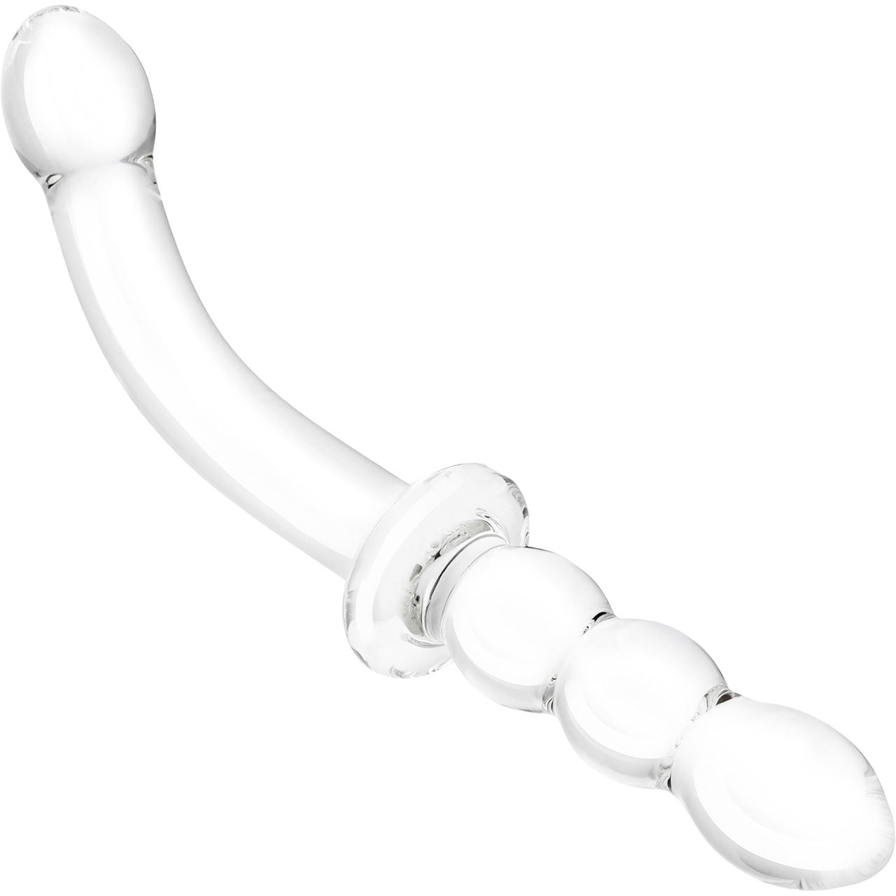 G-Spot Glass Ribbed Dildo w/ Handle Grip