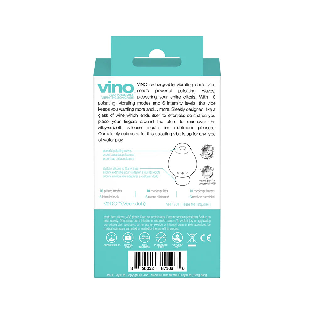 Vino Vibrating Sonic Clitoral Stimulator Turquoise