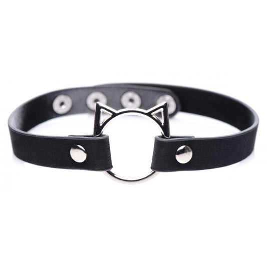 Kinky Kitty Ring Slim Choker Black