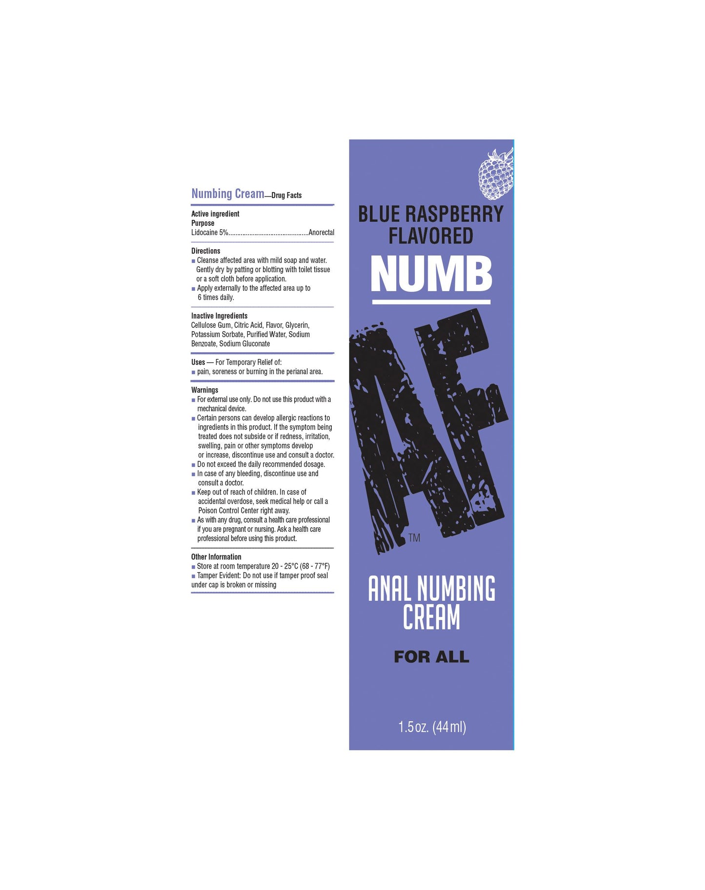 Numb Af Desensitizing Anal Gel Blue Raspberry 1.5 Oz