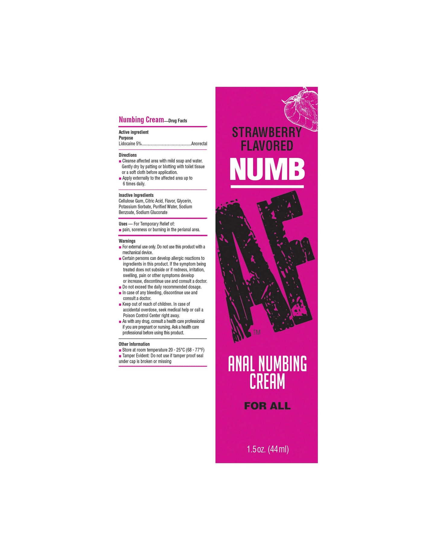 Numb Af Desensitizing Anal Gel Strawberry 1.5 Oz