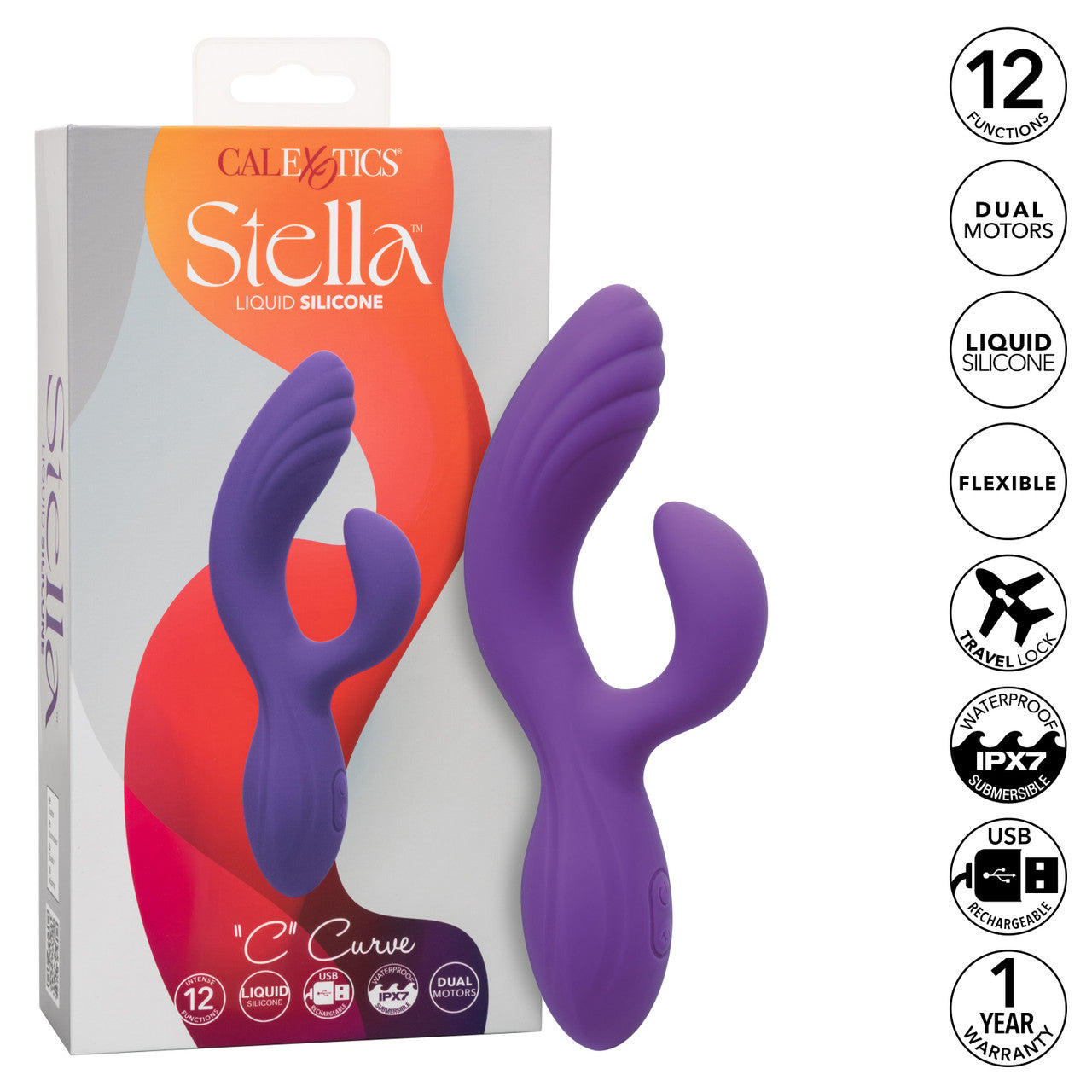 Liquid Silicone C Curve  Dual Clitoral / G-Spot Vibrator