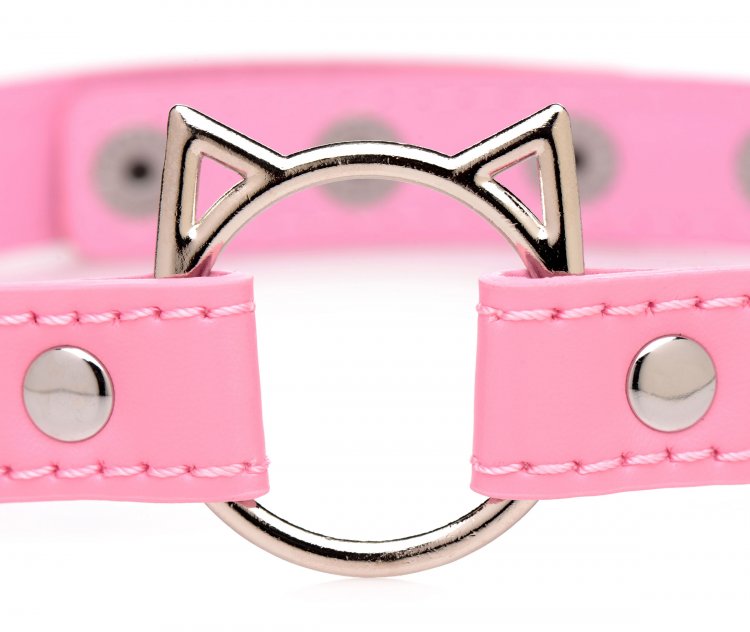 Kinky Kitty Ring Slim Choker Pink