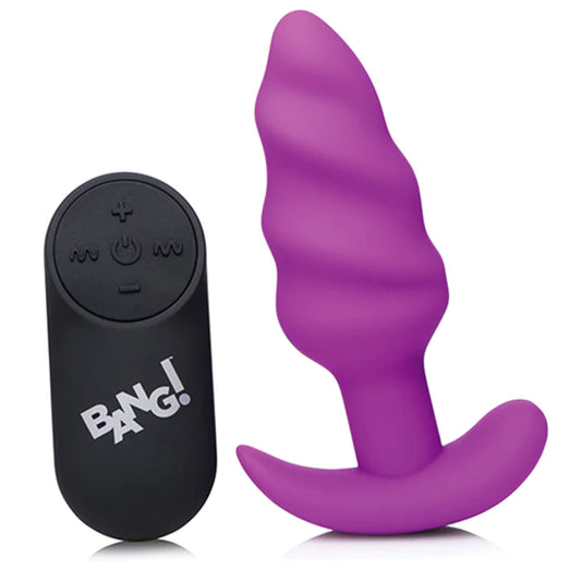 Bang! 21x Vibrating Silicone Swirl w/ remote Butt Plug