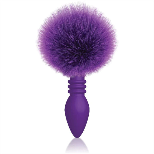 The 9s Cottontails Bunny Tail  Ribbed Purple Butt Plug