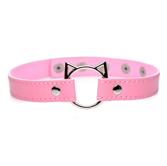 Kinky Kitty Ring Slim Choker Pink