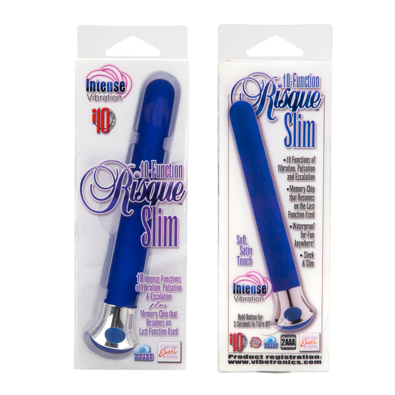 Risque Slim 10 Function Blue Classic Vibrator