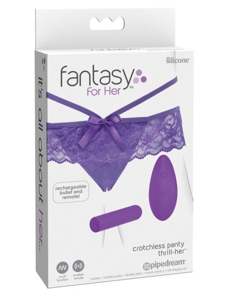 Fantasy For Her Crotchless Panty Thrill-her Wearable Vibrator