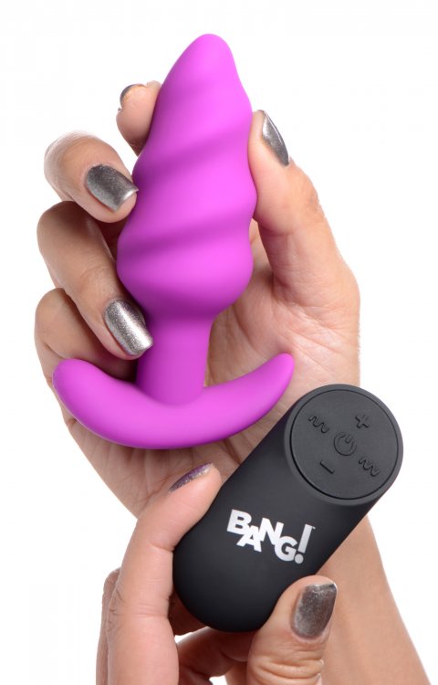 Bang! 21x Vibrating Silicone Swirl w/ remote Butt Plug