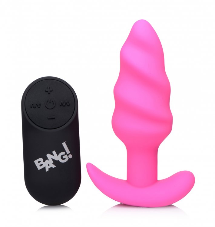 Bang! 21x Vibrating Silicone Swirl w/ remote Butt Plug