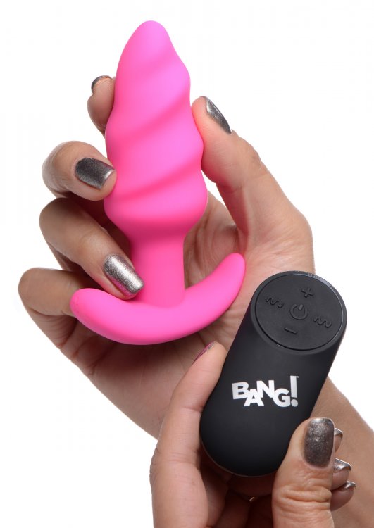 Bang! 21x Vibrating Silicone Swirl w/ remote Butt Plug