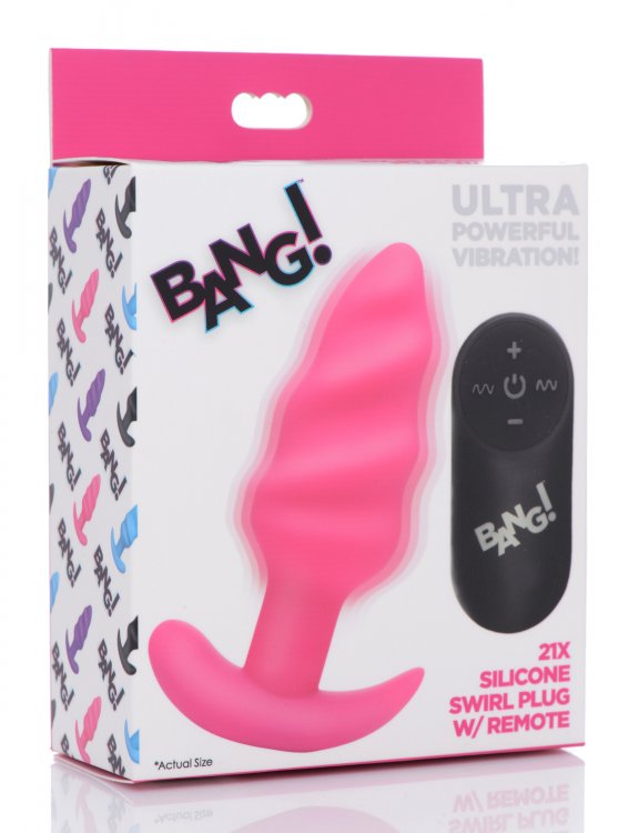 Bang! 21x Vibrating Silicone Swirl w/ remote Butt Plug