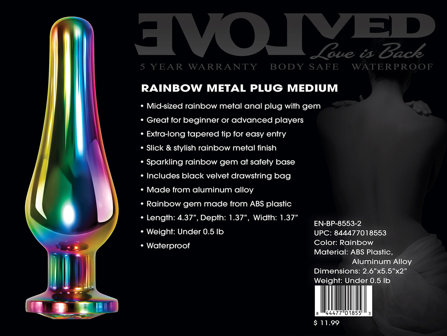 Rainbow Metal Medium Butt Plug