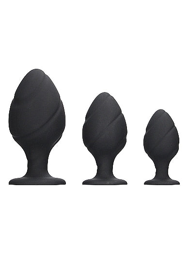 Swirled Butt Plug Set Black Butt Plug