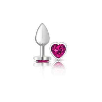 Cheeky Charms Heart Bright Pink Small Silver Butt Plug