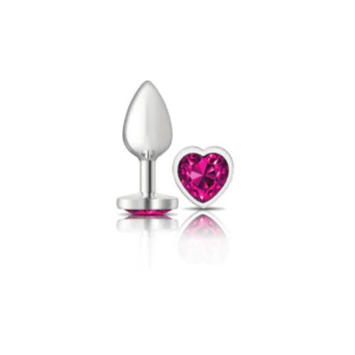 Cheeky Charms Heart Bright Pink Small Silver Butt Plug