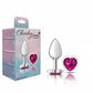 Cheeky Charms Heart Bright Pink Small Silver Butt Plug