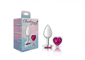 Cheeky Charms Heart Bright Pink Small Silver Butt Plug