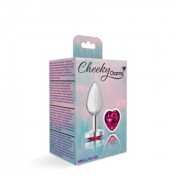 Cheeky Charms Heart Bright Pink Small Silver Butt Plug