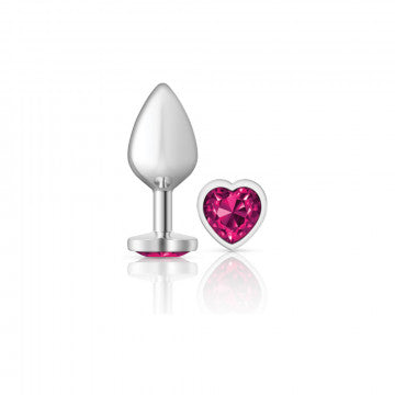 Cheeky Charms Heart Bright Pink Medium Silver Butt Plug