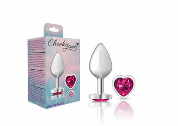 Cheeky Charms Heart Bright Pink Medium Silver Butt Plug