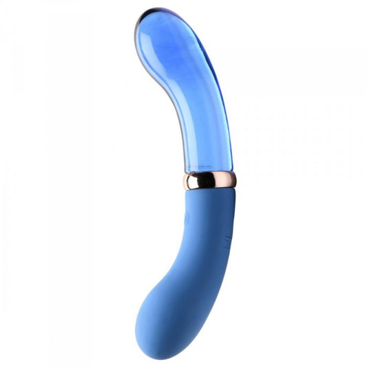 Prisms Vibra-glass 10x Bleu Dual Ended Glass G Spot Dildo