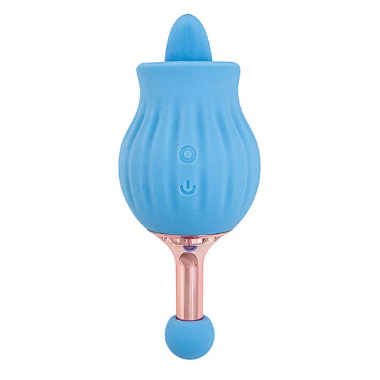 Clit-Tastic Rose Bud Dual Clitoral Massager Blue