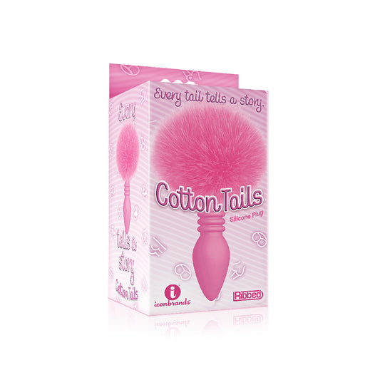 The 9s Cottontails Bunny Tail  Ribbed Pink Butt Plug