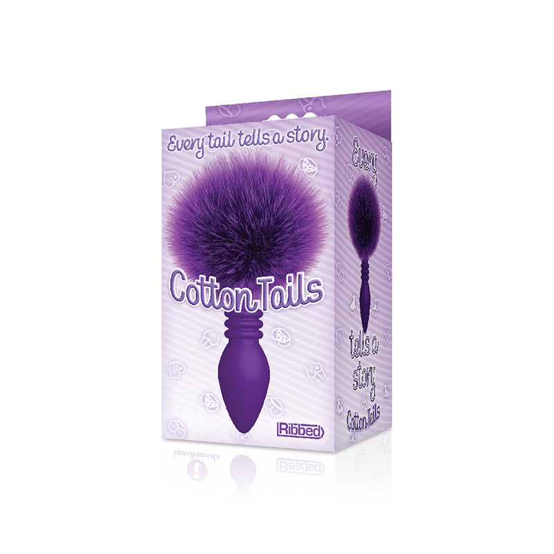 The 9s Cottontails Bunny Tail  Ribbed Purple Butt Plug