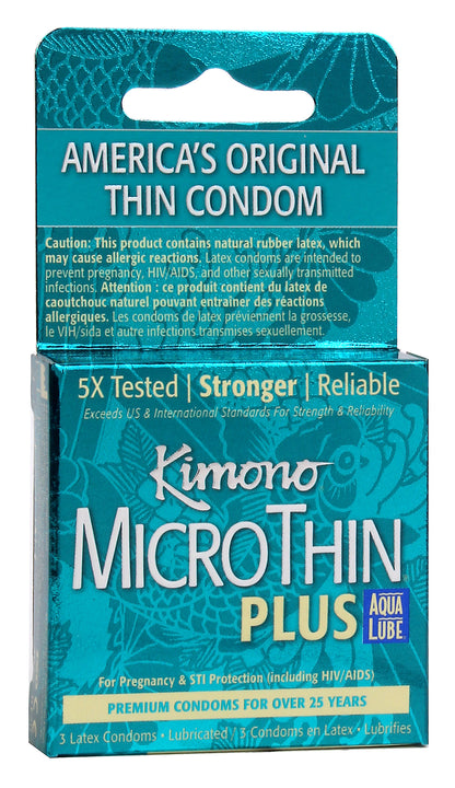 Kimono Microthin W/ Aqua Lube 3pk Condom