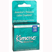 Kimono Microthin W/ Aqua Lube 3pk Condom