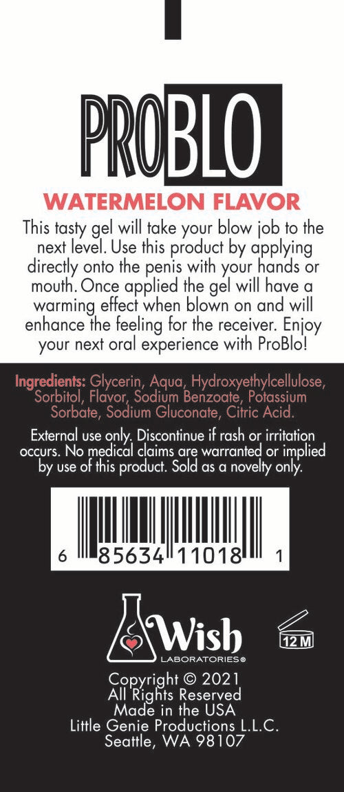 Problo  Watermelon 1.5 Oz Oral Pleasure Gel