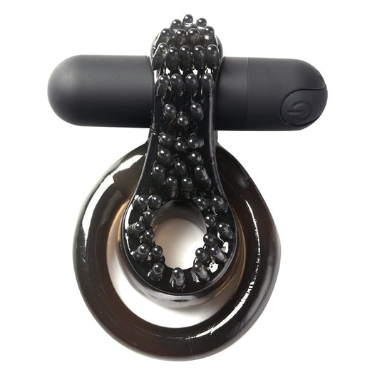 Jagger Rechargeable 10 speed Vibrating Cock Ring Black Sleeve