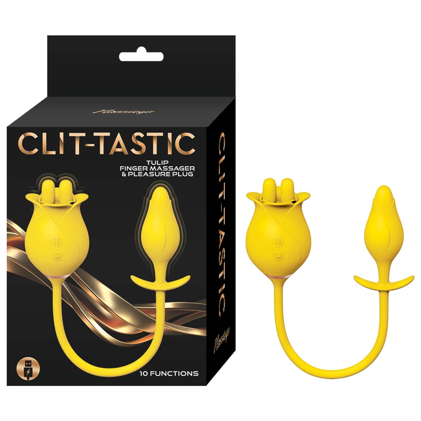 Clit-Tastic Tulip Finger Clitoral Massager & Plug Yellow