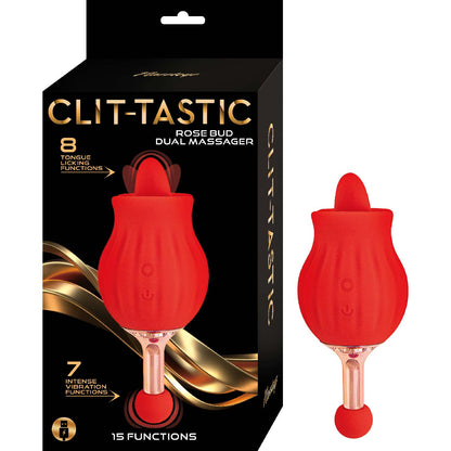 Clit-Tastic Rose Bud Dual Clitoral Massager Red