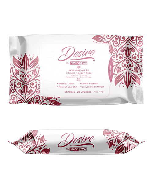Swiss Navy Desire Unscented Feminine Wipes 25ct One Pack Body Wipes