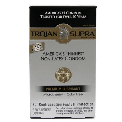 Trojan Supra Lubricated 6pc Non-Latex Condom