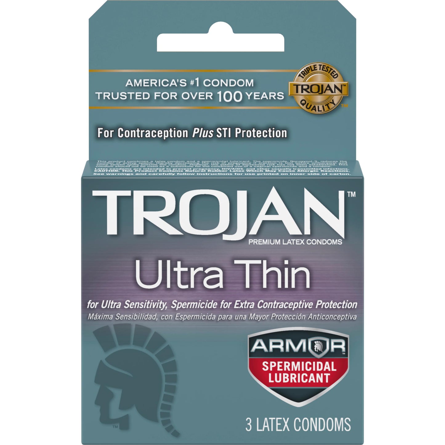 Trojan Ultra Thin Armor 3pk Spermicidal Condom