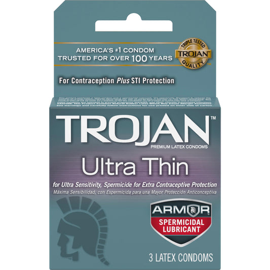 Trojan Ultra Thin Armor 3pk Spermicidal Condom