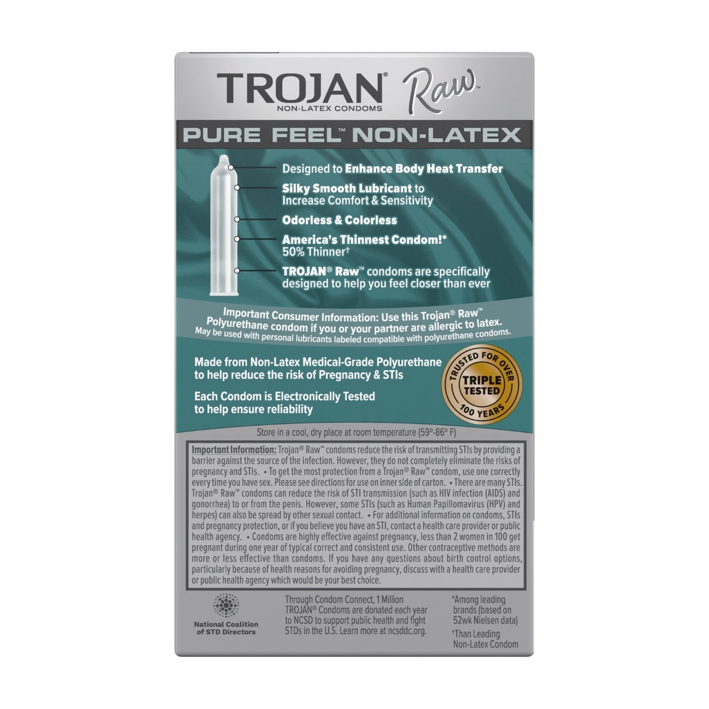 Trojan Raw Pure Feel Non-latex 10 Pack Condom