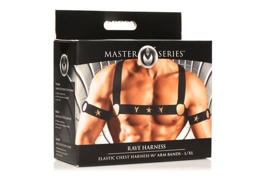 Master Series Elastic Chest Harness w/Arm Bands L/XL